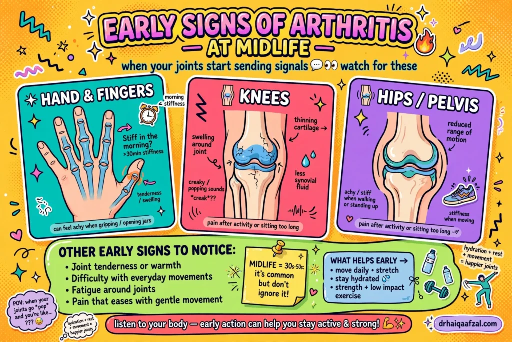Early signs of arthritis in midlife: a GP guide illustration